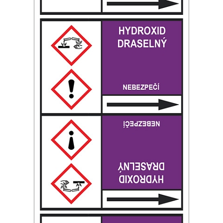 Značení potrubí, hydroxid draselný